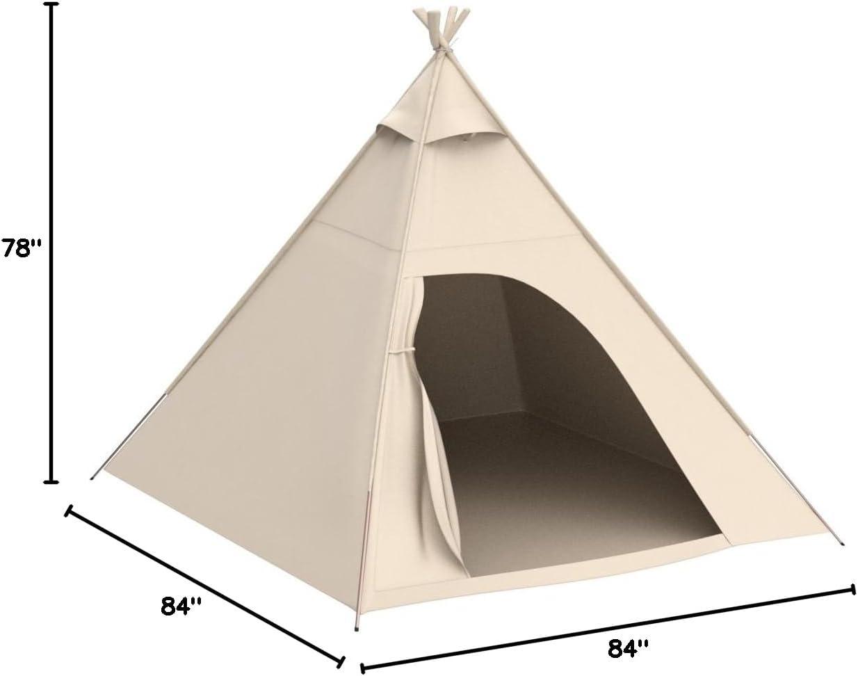 Dream House Three-Season Cotton Canvas Camping Pyramid Tent for 2~3 Person