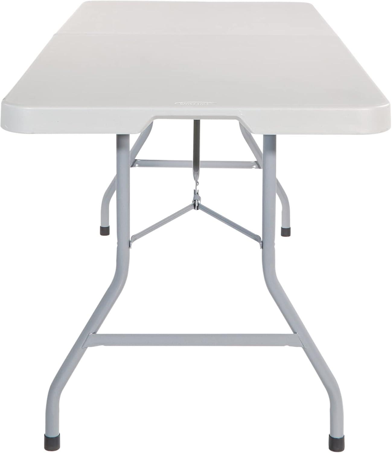 6 foot Resin Multi Purpose Center Light Gray Fold Table with Wheels