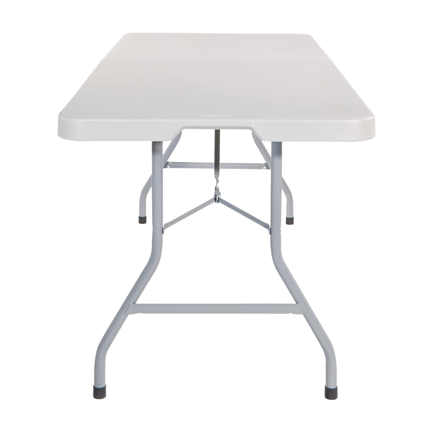 6 foot Resin Multi Purpose Center Light Gray Fold Table with Wheels
