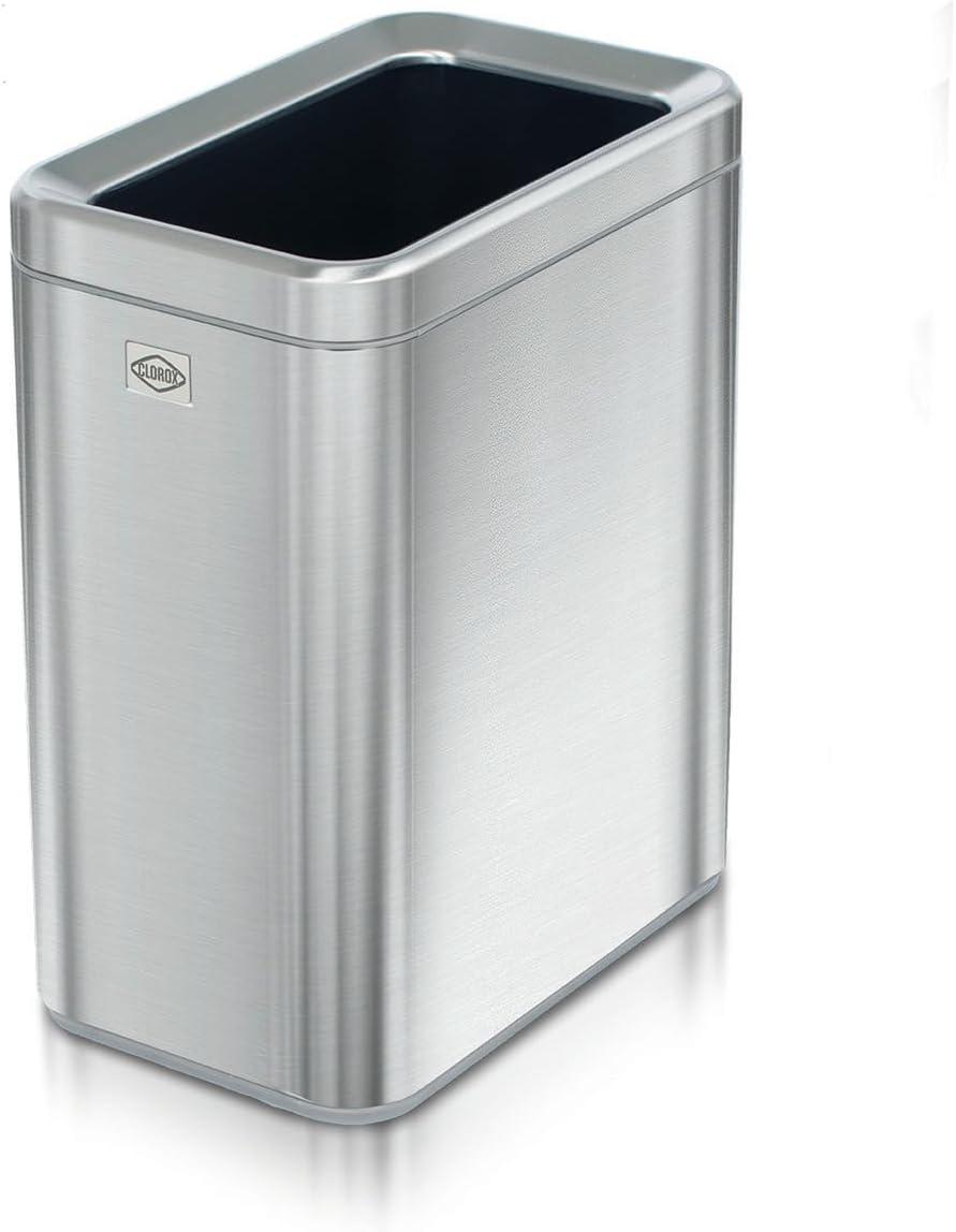 Slim Stainless Steel Rectangular Trash Can with Removable Bucket