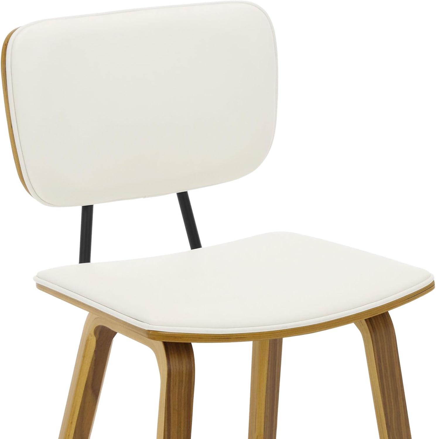 Cream PU Leather Upholstered Counter Stools with Walnut Wood Legs