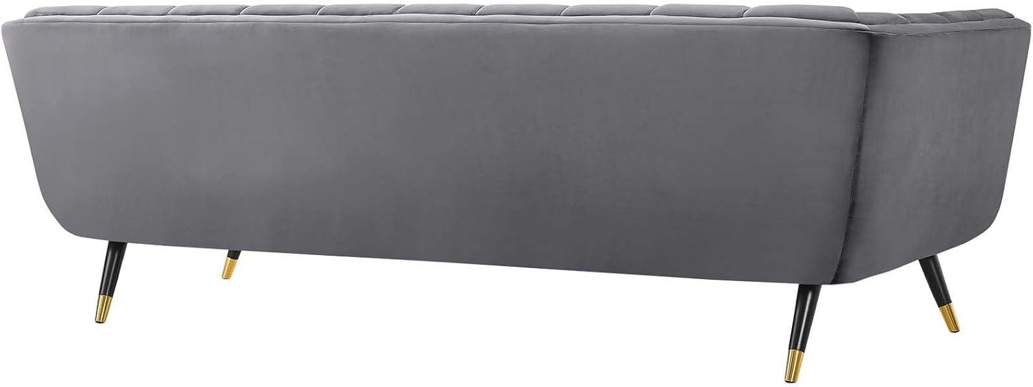 Modway Adept Performance Velvet Tufted Sofa in Gray and Black