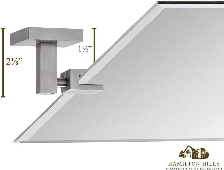 Hamilton Hills 24" x 36 " Frameless Pivot Wall Mirror With Matte Black Squared Wall Brackets