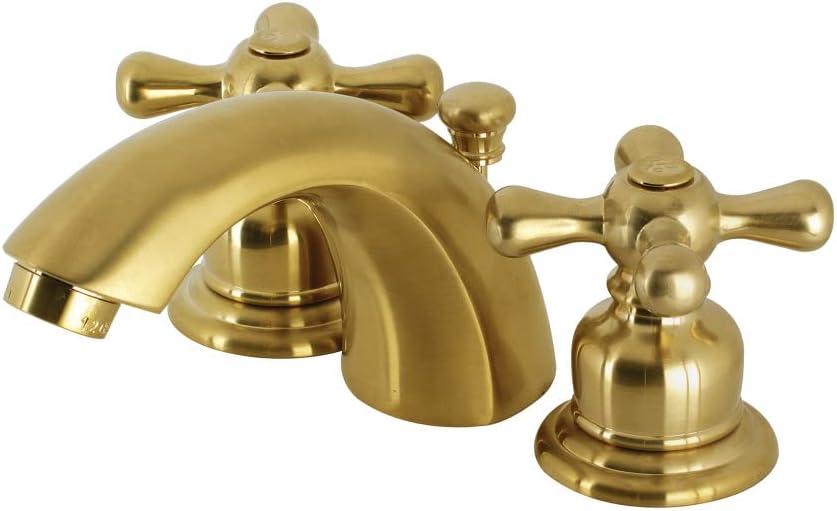 Kingston Brass Victorian Two-Handle 3-Hole Deck Mount Mini-Widespread Bathroom Faucet with Plastic Pop-Up