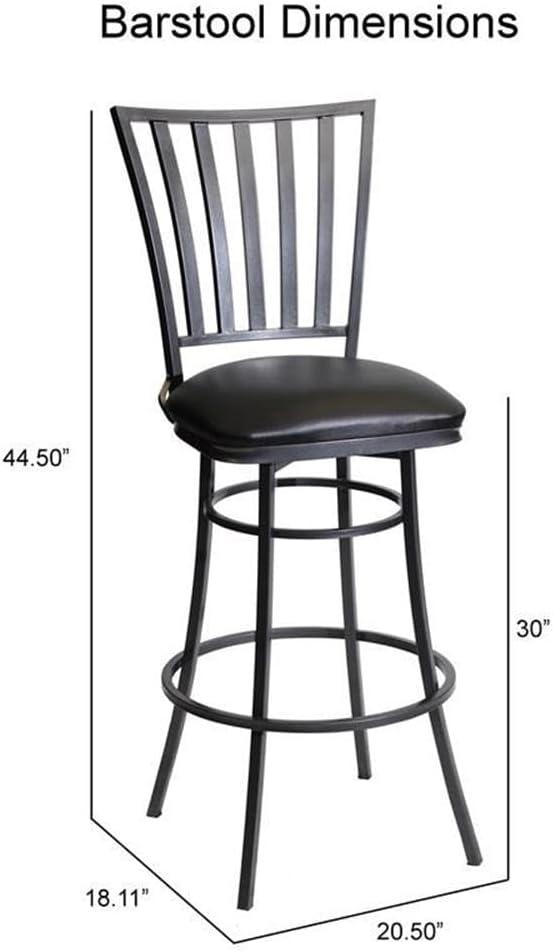 Steve Silver Stellan Commercial Grade Black Metal Swivel Barstool