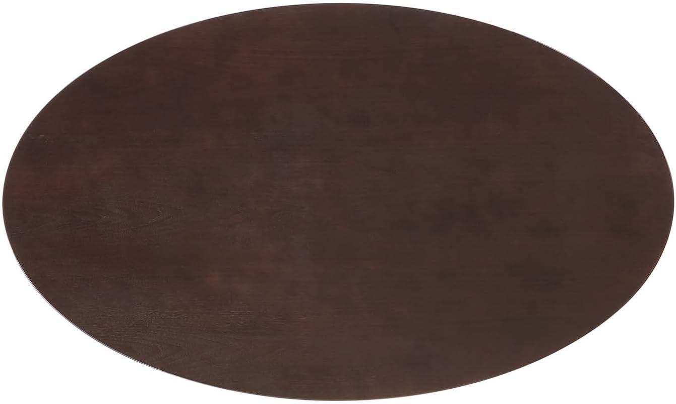 Modway Lippa 60" Oval Modern Wood & Metal Dining Table in Cherry Walnut/Black