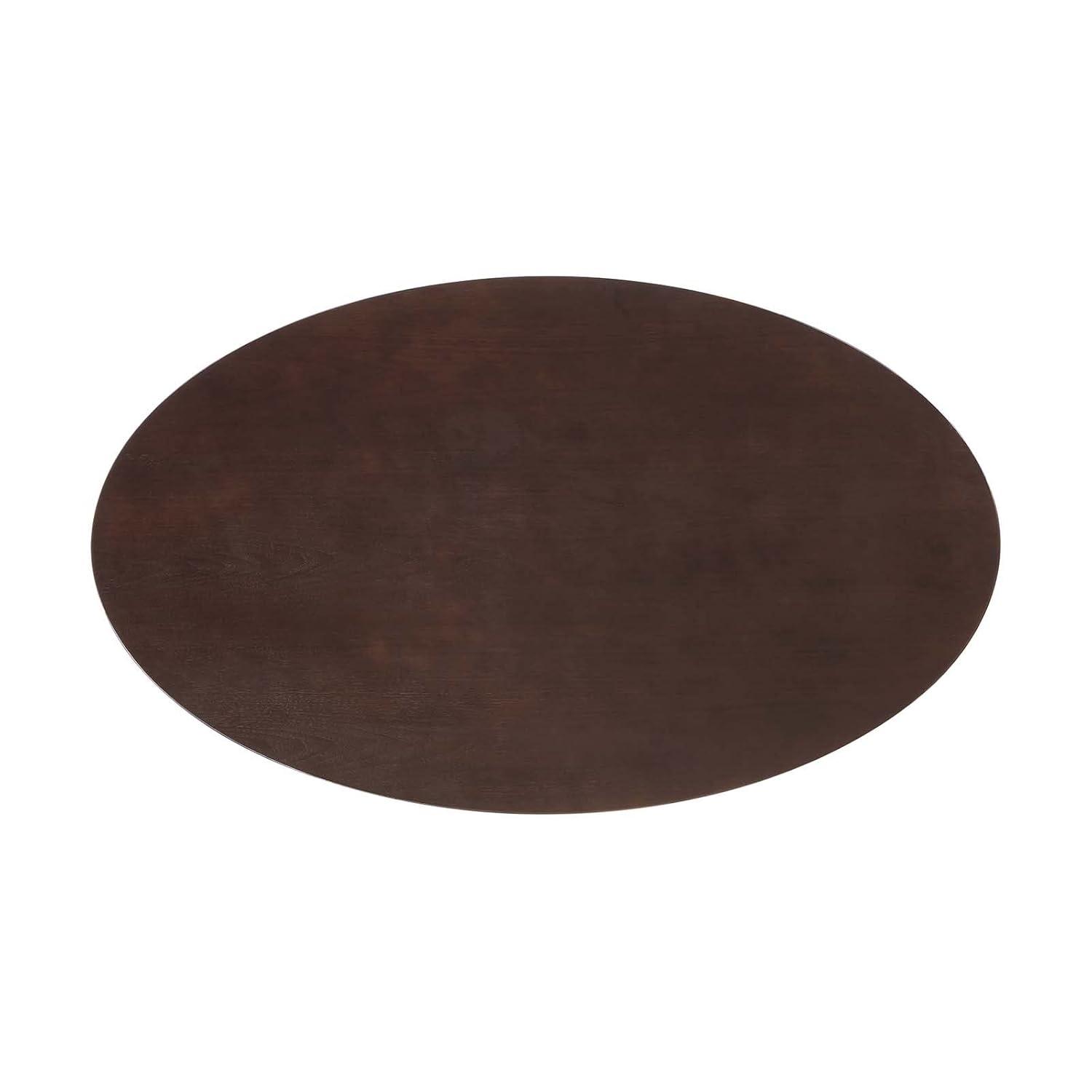 Modway Lippa 60" Oval Modern Wood & Metal Dining Table in Cherry Walnut/Black