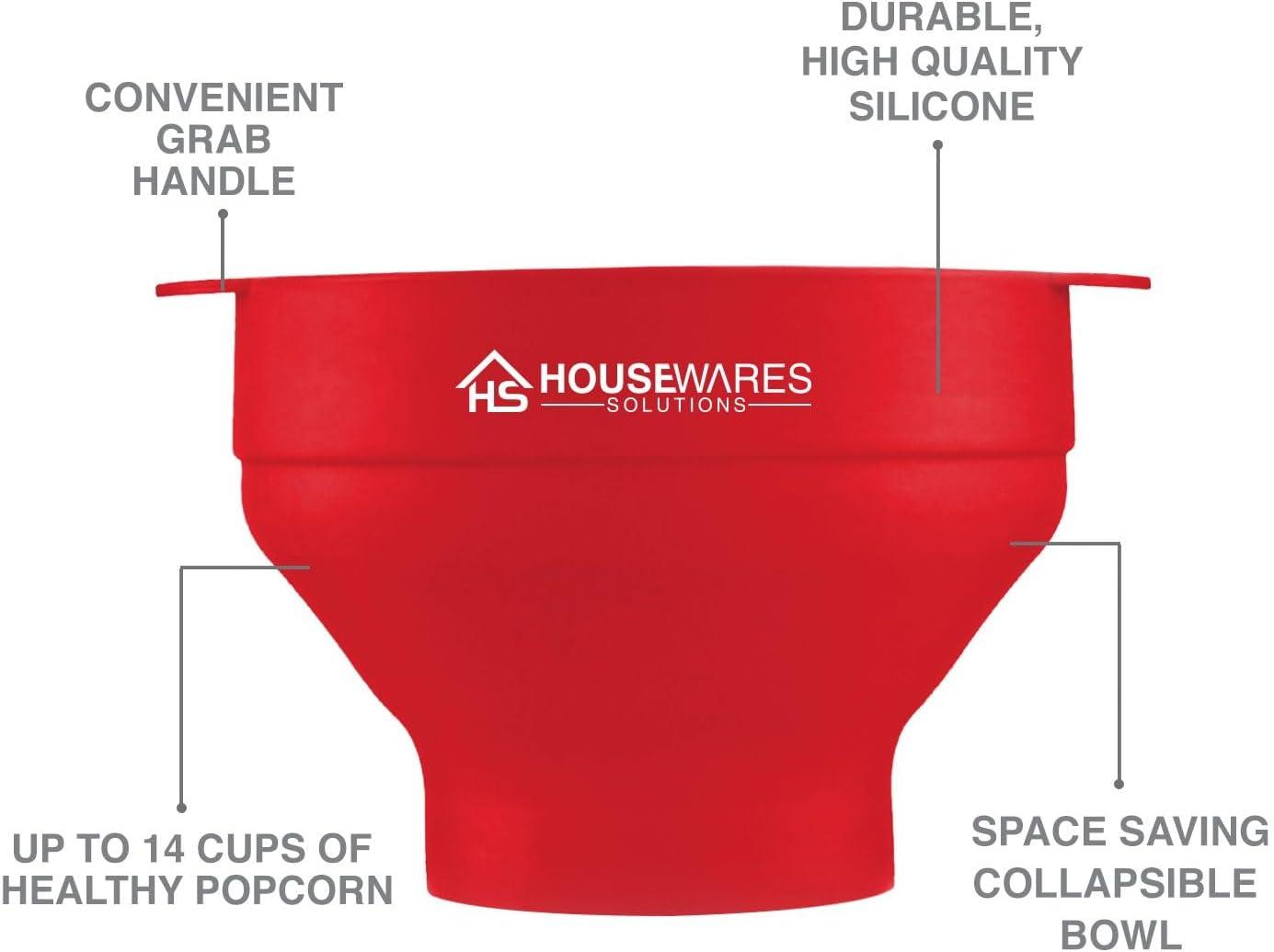 Collapsible Silicone Microwave Hot Air Popcorn Popper Bowl With Lid and Handles