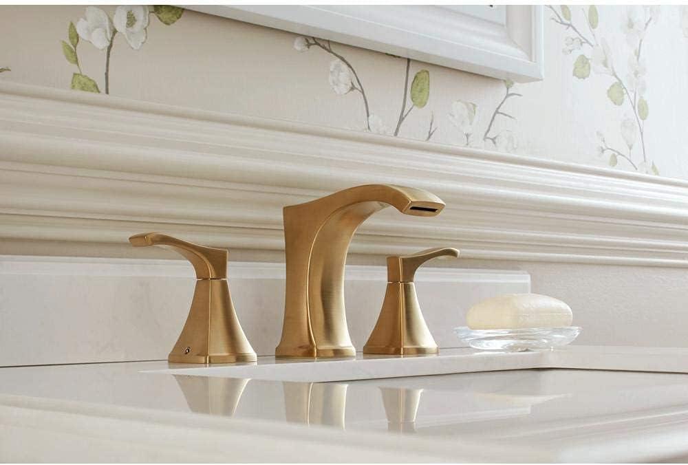 Brushed Gold 8-Inch Widespread Double Handle Bathroom Faucet