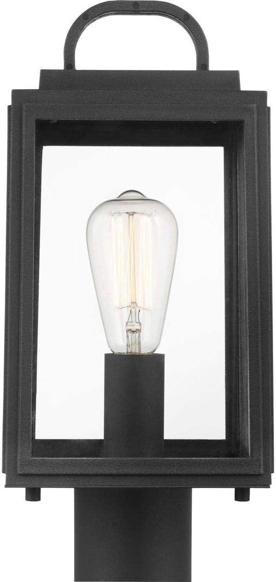 Progress Lighting Grandbury 1-Light Outdoor Post Light in Black with Clear Glass Panels and DURASHIELD Material