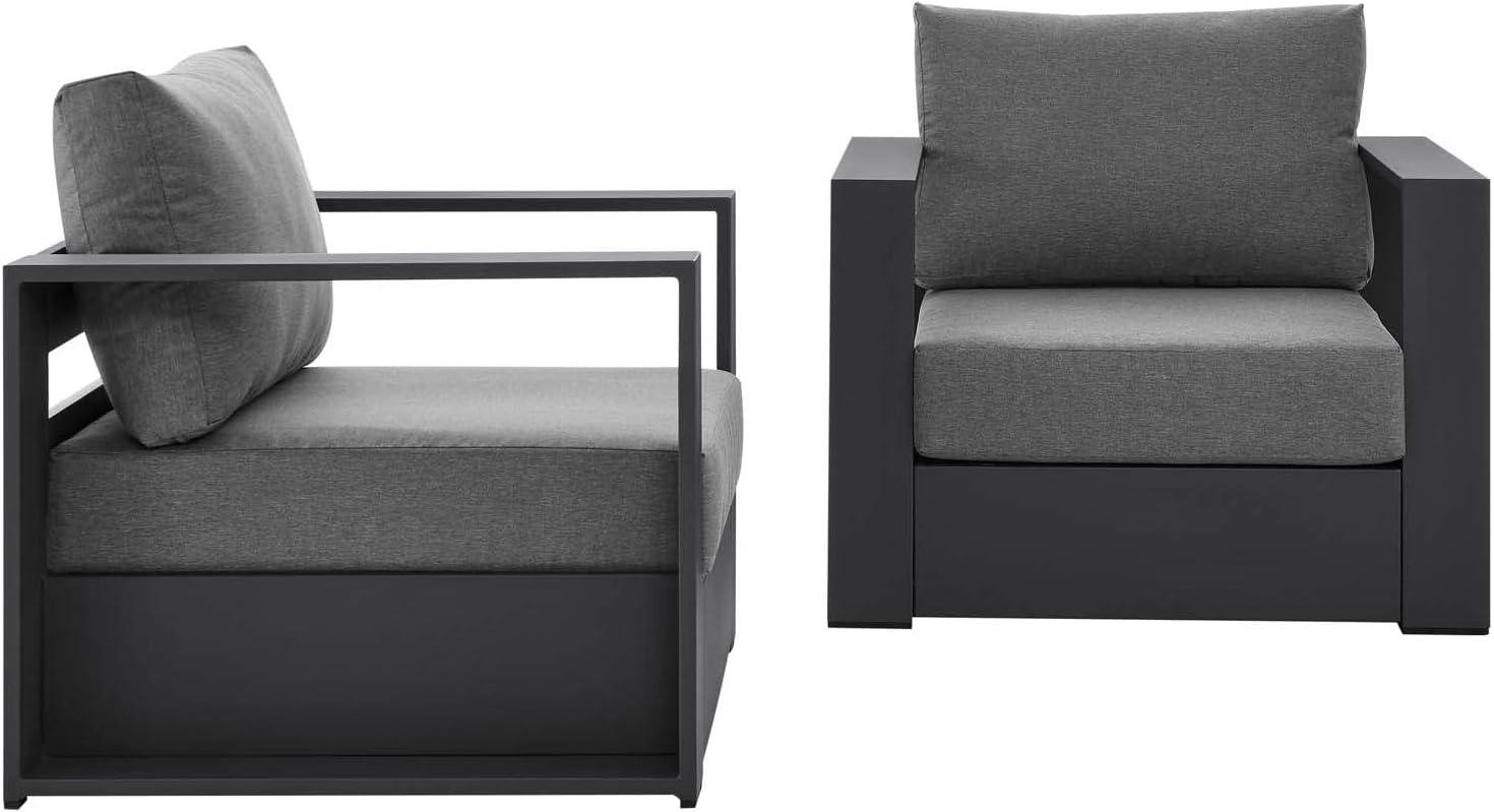 Modway Tahoe Outdoor Patio Powder-Coated Aluminum 2-Piece Armchair Set in Gray Charcoal