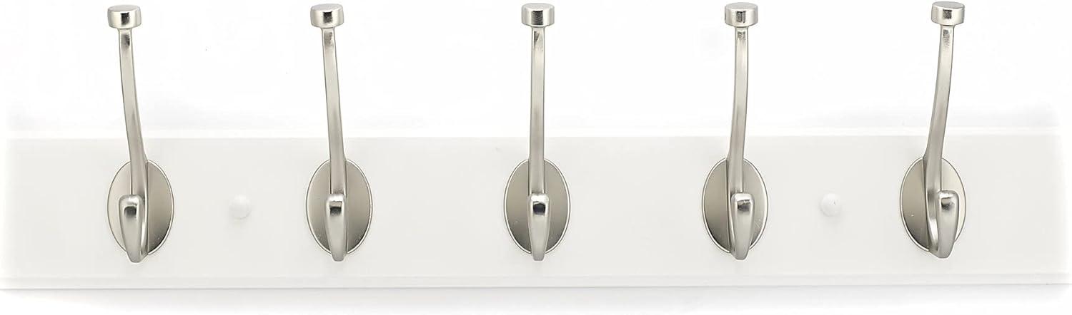 25-5/8 in. (650 mm) White and Brushed Nickel Transitional Hook Rack