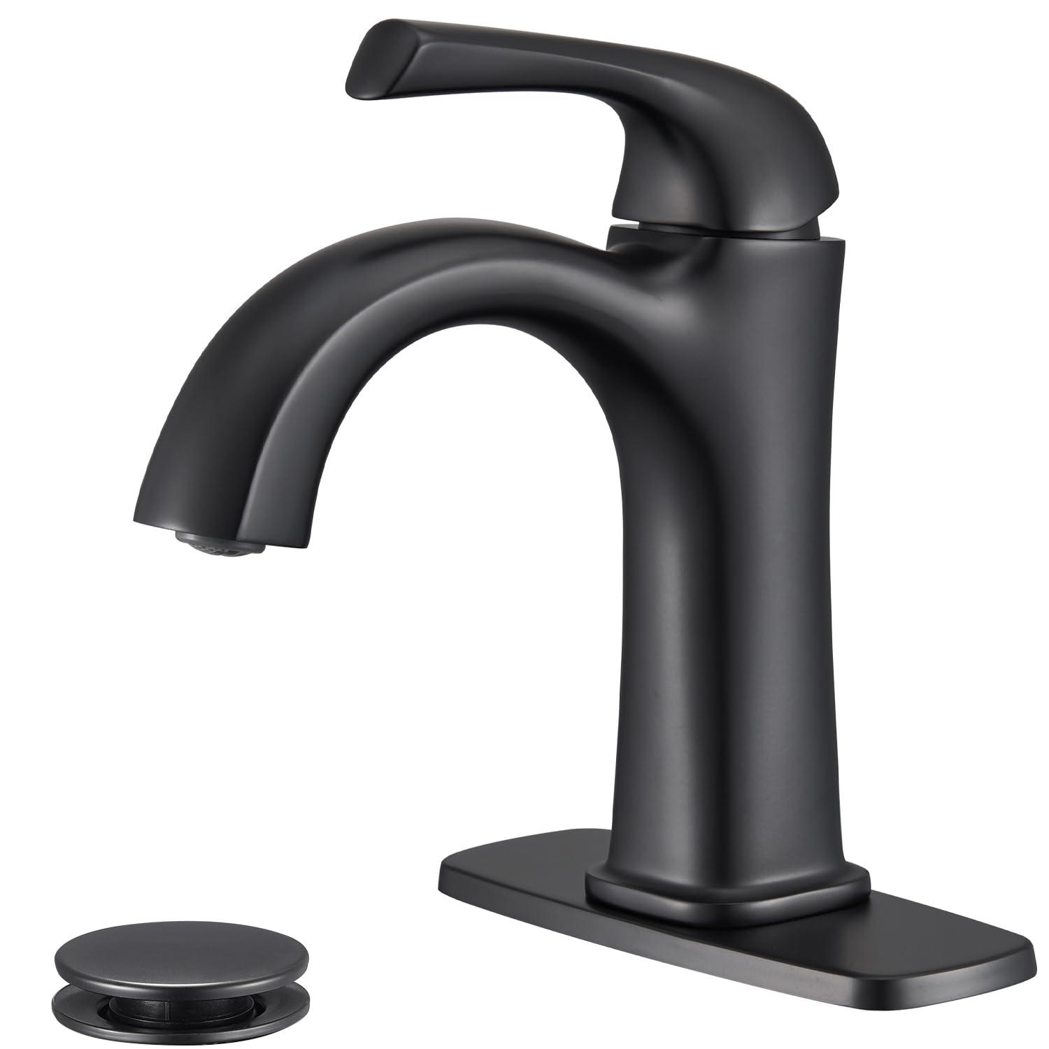 Arvo Single Hole Bathroom Faucet with Drain Assembly, Single Handle Bathroom Sink Faucet