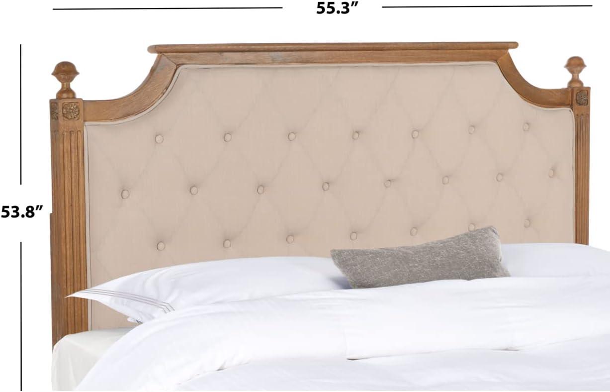 SAFAVIEH Rustic Wood Tufted Upholstered Headboard, Full, Beige Velvet