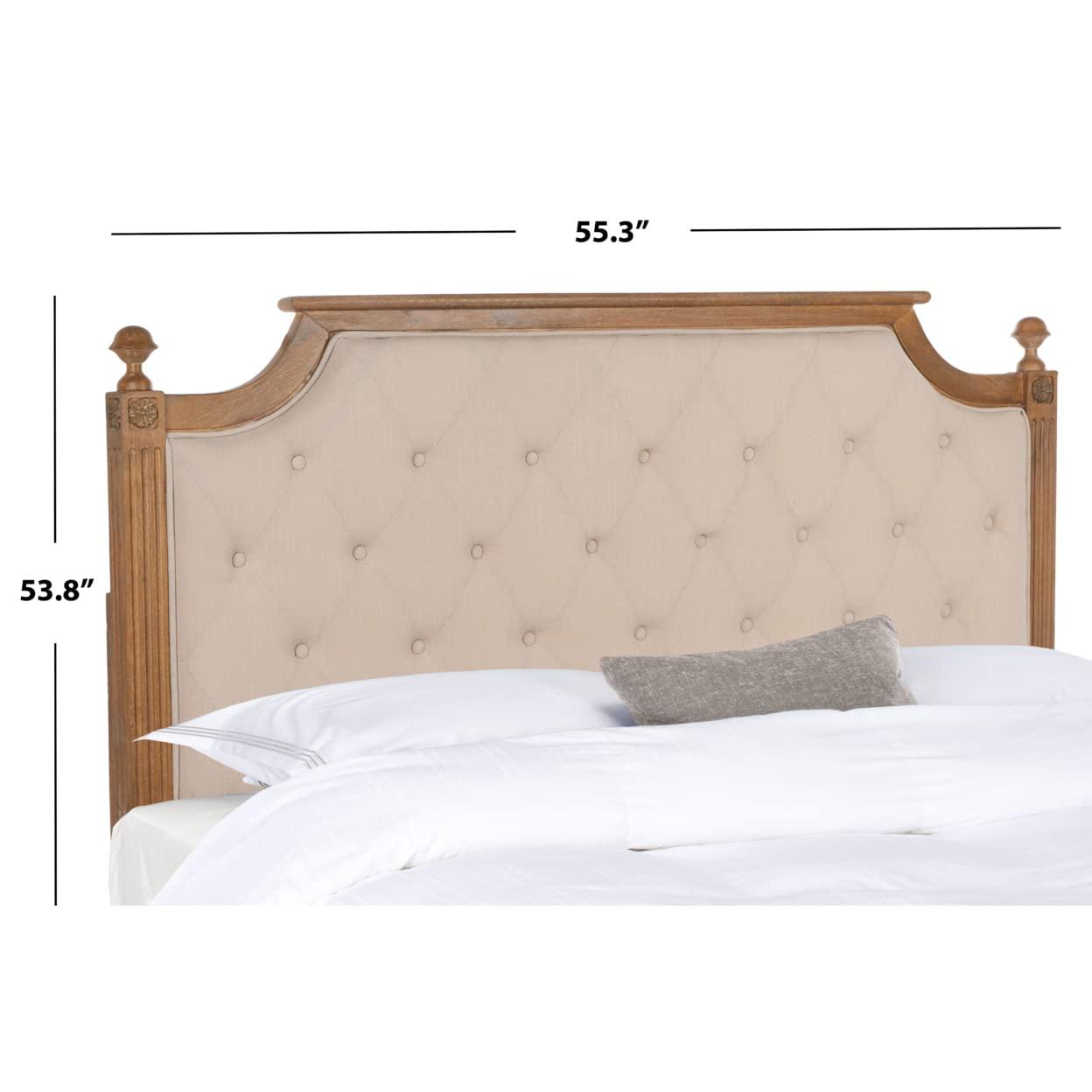 SAFAVIEH Rustic Wood Tufted Upholstered Headboard, Full, Beige Velvet