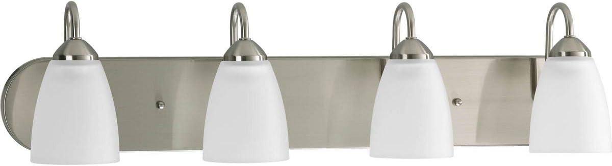 Progress Lighting Gather Collection 4-Light Bath Bracket, Brushed Nickel, Etched Glass Shades