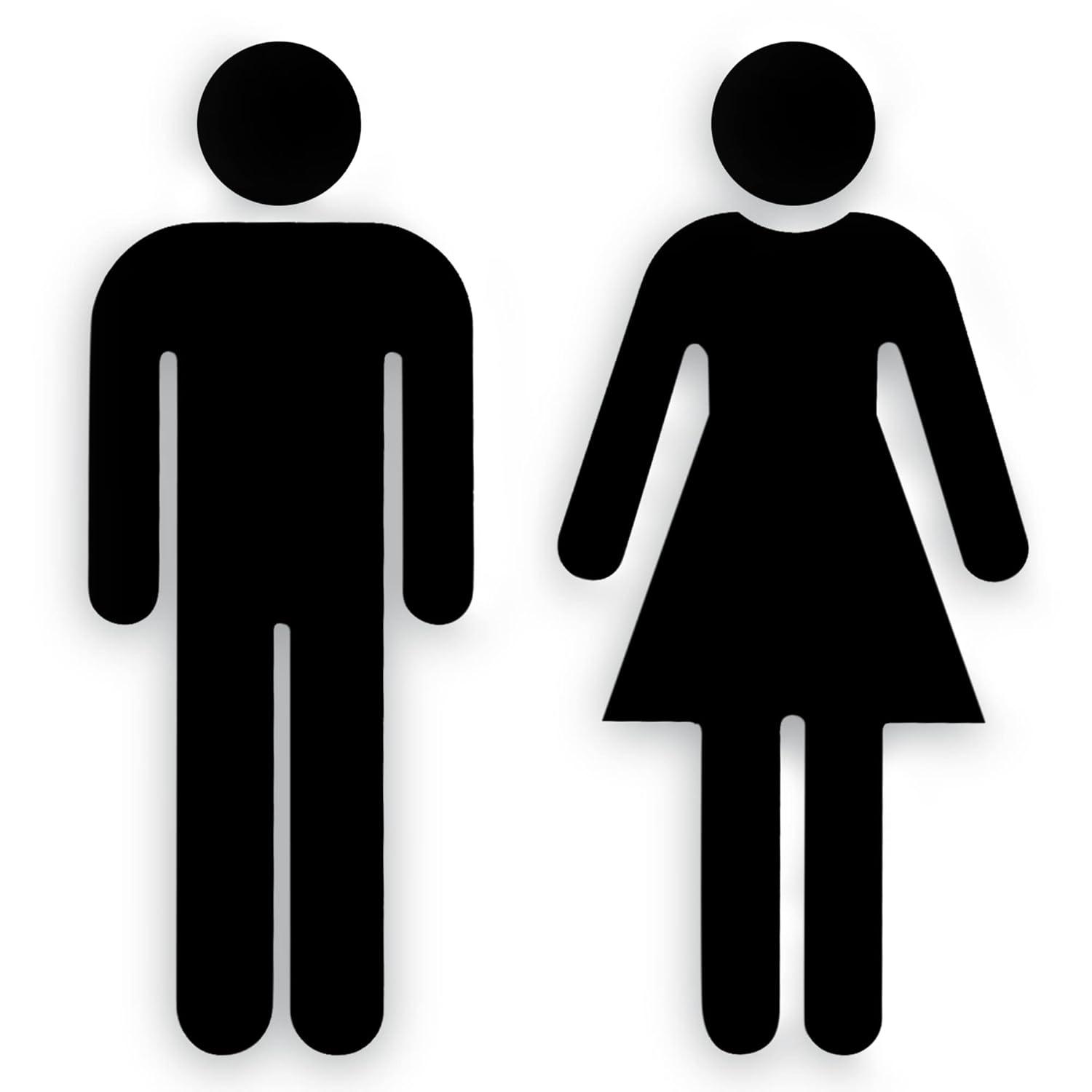 Uxcell Bathroom Sign, Acrylic Restroom Men's and Women's Gender Sign, Black 1 Set