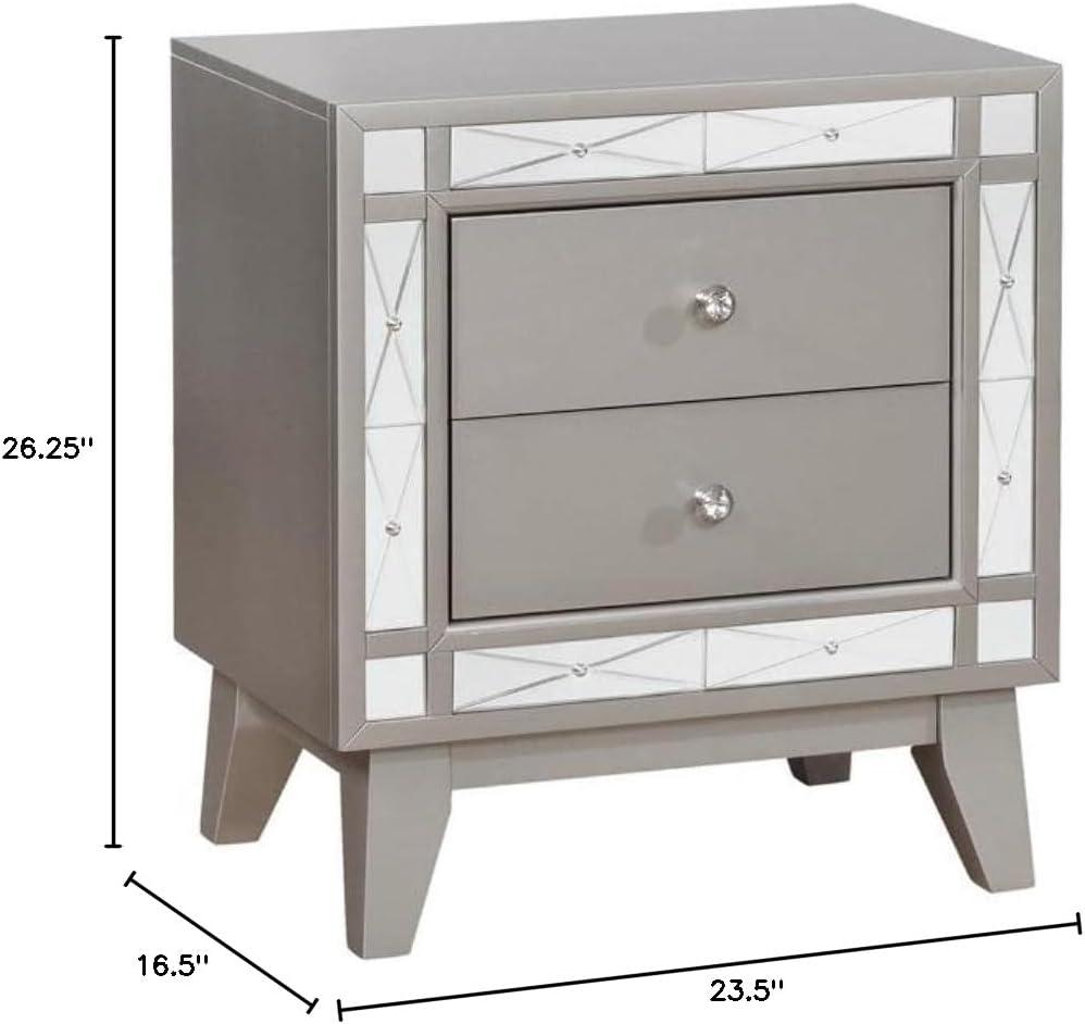 Leighton 2-drawer Nightstand Metallic Mercury