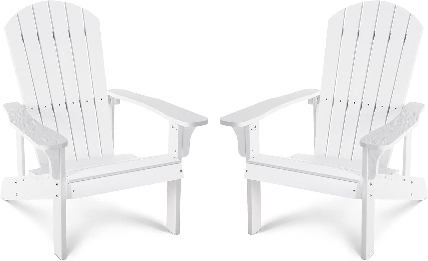 White All-Weather HIPS Adirondack Chair Set with Arms