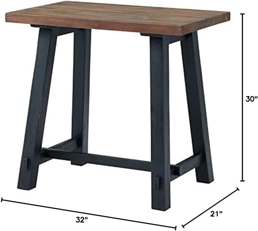 Adam 36" Black Solid Pine Wood Desk with Sawhorse Legs