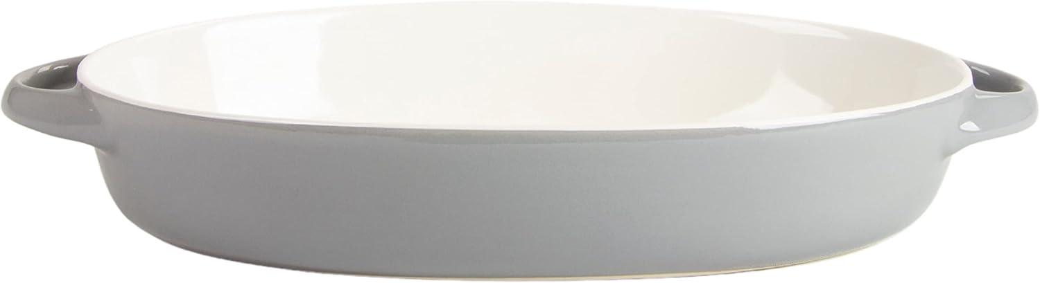 Gray Oval Stoneware Bakeware Set with Handles, 13" and 10.5"