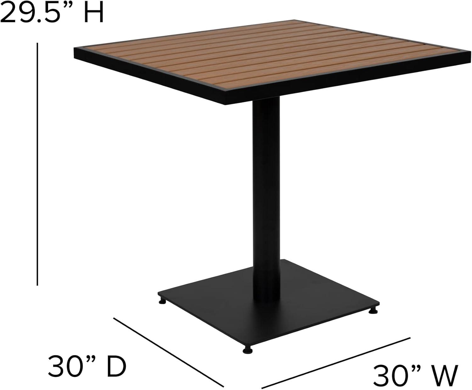 Flash Furniture Lark Series 3-Piece Steel/Aluminum Teak Patio Table and Chair Set, Teak