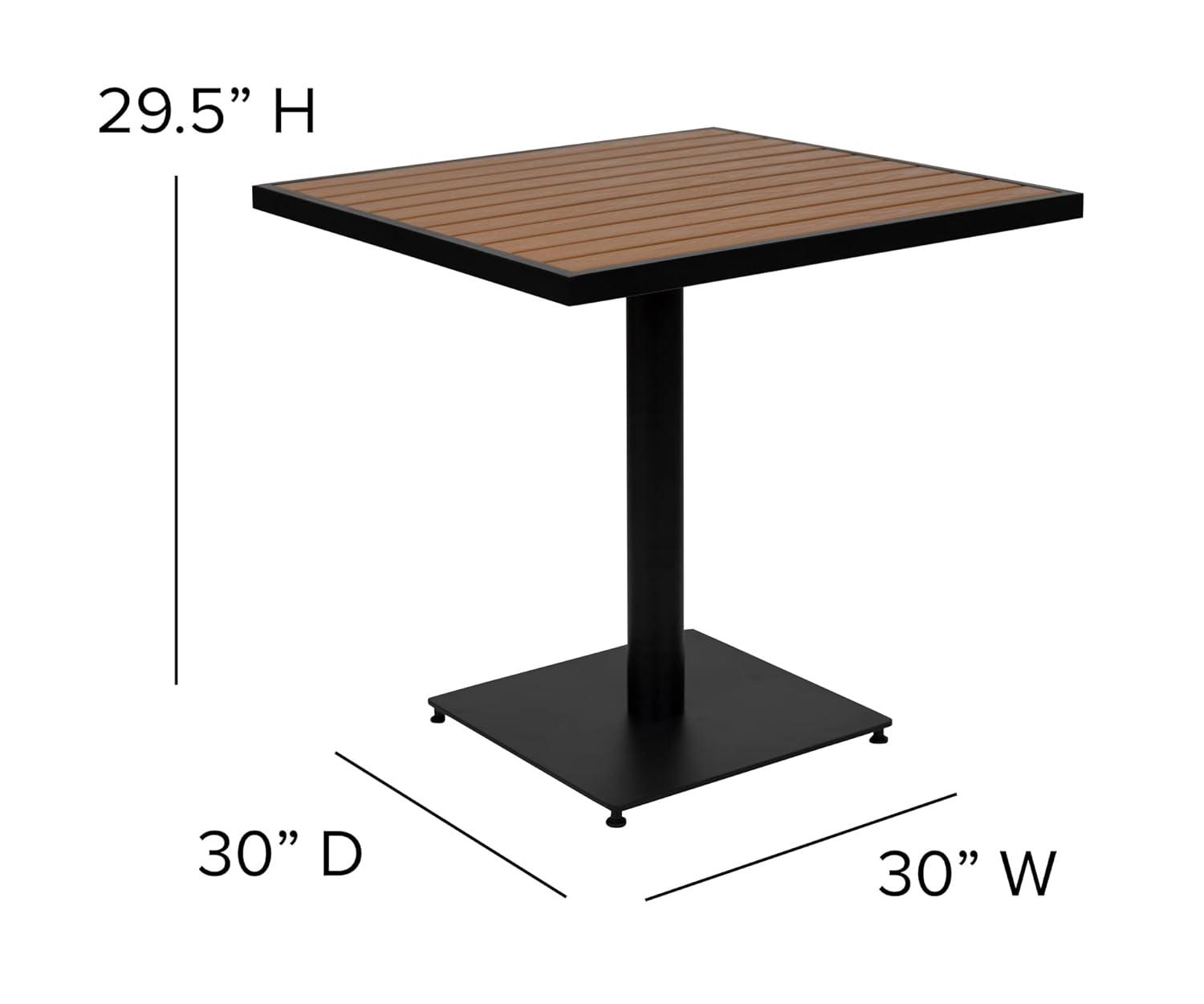 Flash Furniture Lark Series 3-Piece Steel/Aluminum Teak Patio Table and Chair Set, Teak