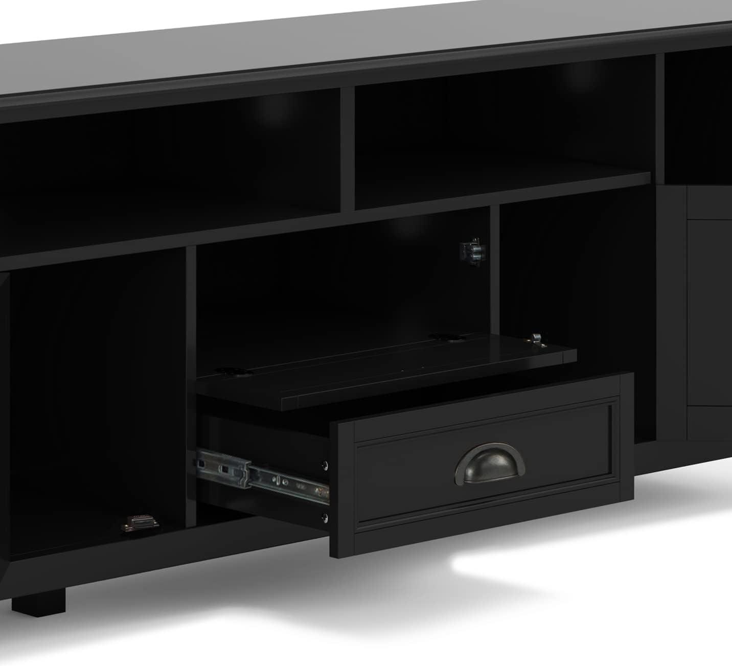 Burlington SOLID WOOD 72"Wide  TV Media Stand in Black  For TVs up to 80 inches
