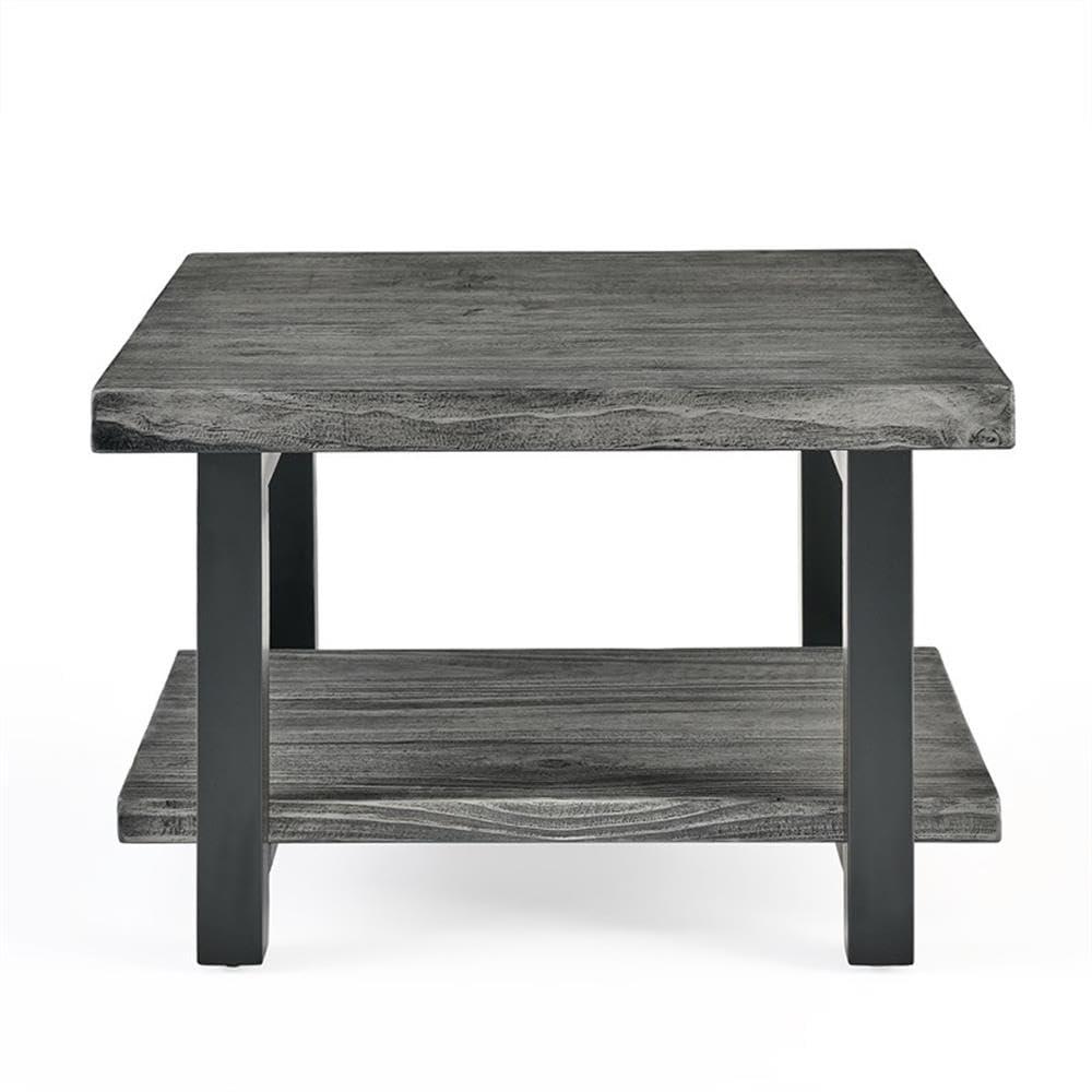 27" Pomona Metal and Reclaimed Wood Square Coffee Table Slate Gray - Alaterre Furniture