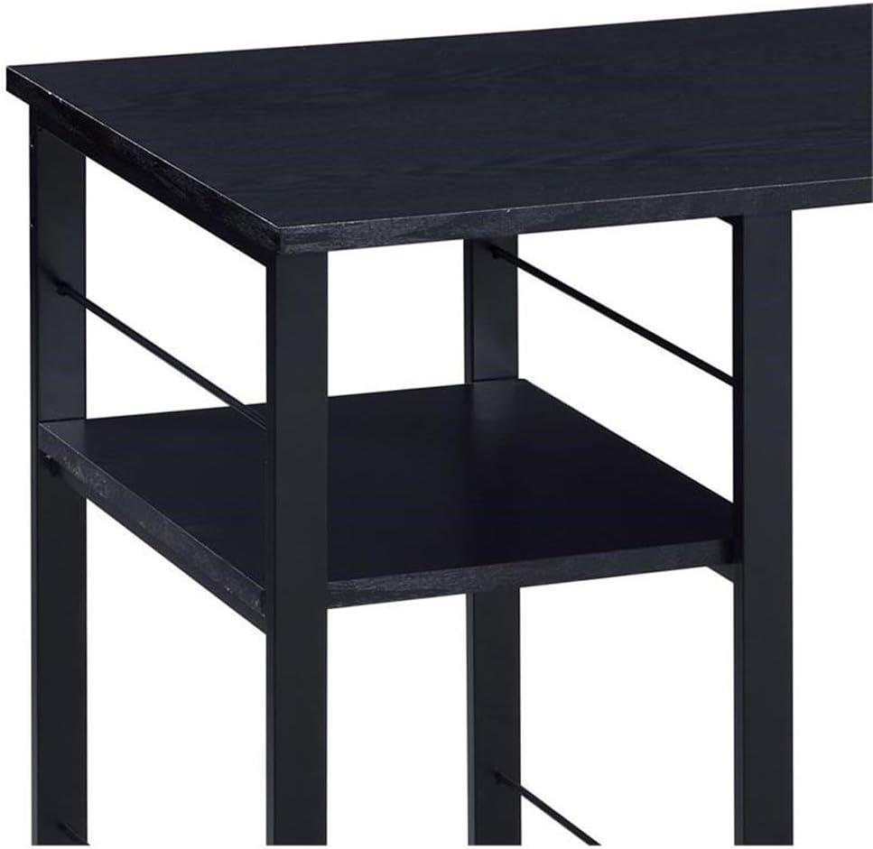 Vadna Writing Desk Black - Acme Furniture: Industrial Style, 47" Width, 2 Shelves, Wood Composite & Metal Frame