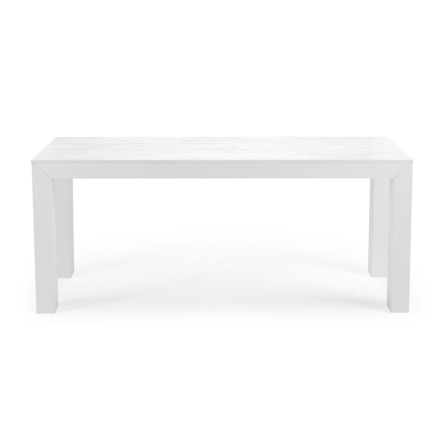Plank+Beam 72" Modern Dining Table for 6, Solid Wood Rectangular Dining Table for Kitchen/Dining Room, White Wirebrush