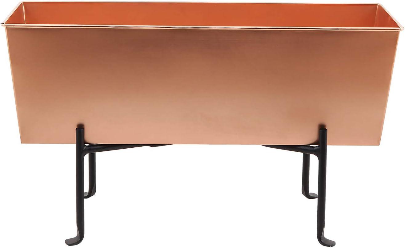 Urban Elegance 24" Satin Copper Flower Box with Iron Stand