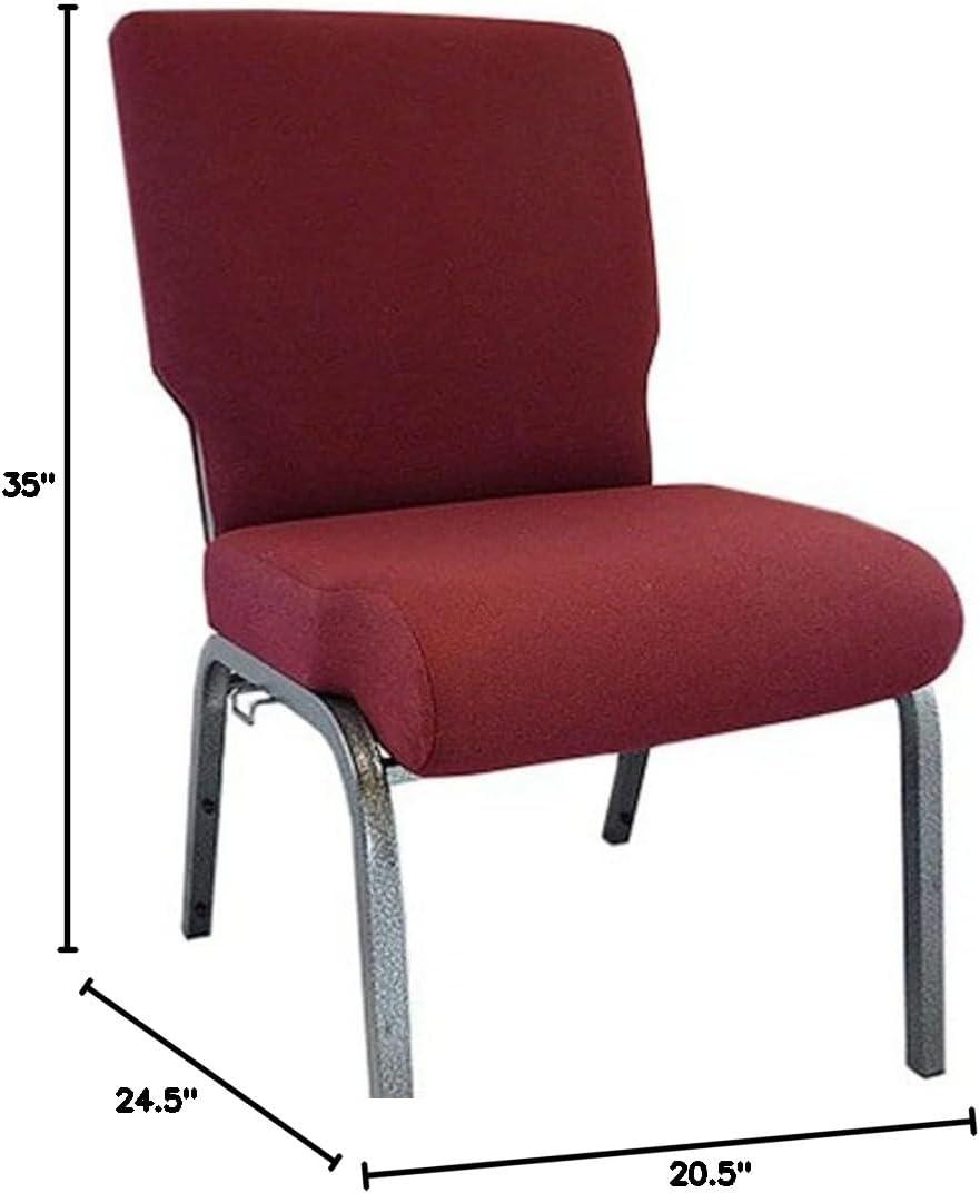 Maroon Fabric and Metal Stacking Church Chair