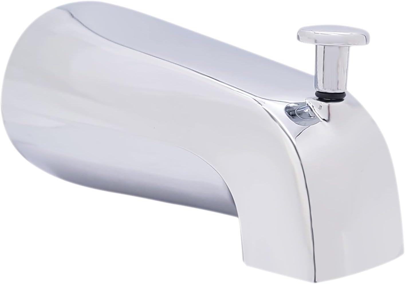 Westbrass 5-1/4" Front Diverter Tub Spout with Tip-Toe Drain and 2-Hole Overflow Trim CO531-26