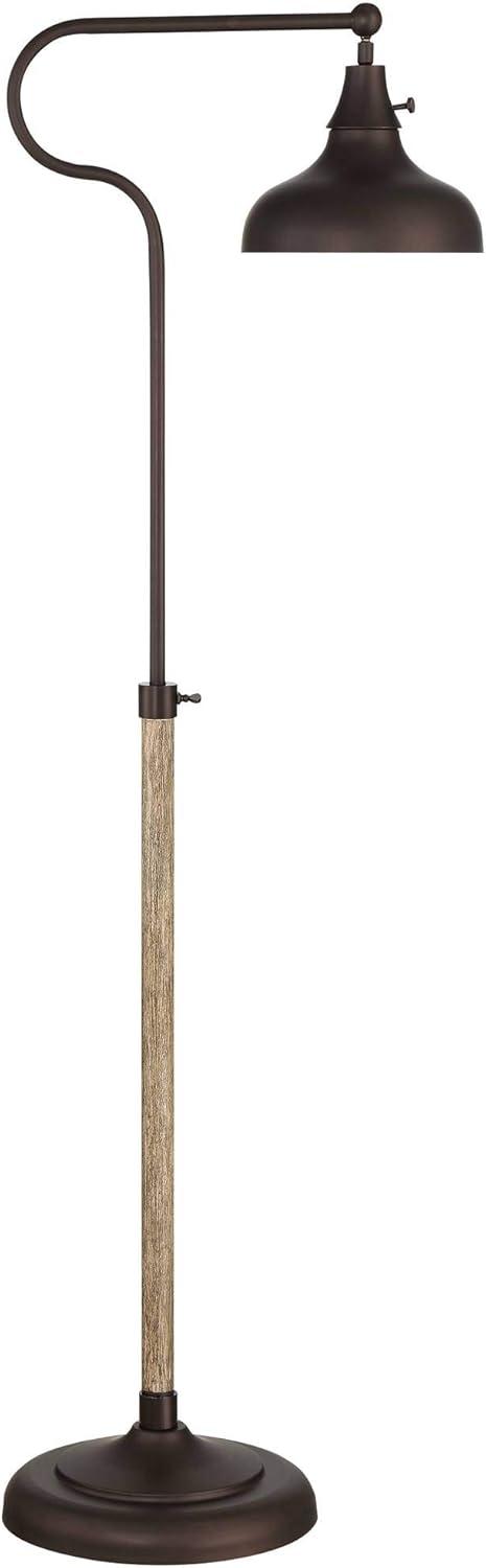 Ferris 57" Bronze Adjustable Pharmacy Floor Lamp with Faux Wood Grain