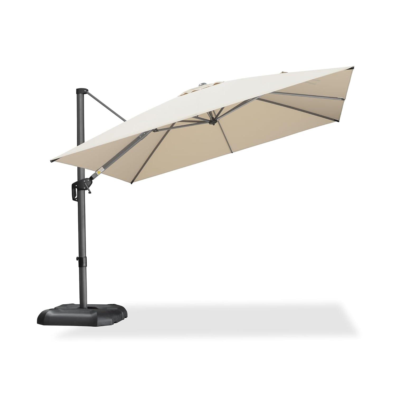 PURPLE LEAF 10 Feet Patio Umbrella Outdoor Cantilever Square Umbrella Aluminum Offset Umbrella with 360-degree Rotation for Garden Deck Pool Patio, Beige