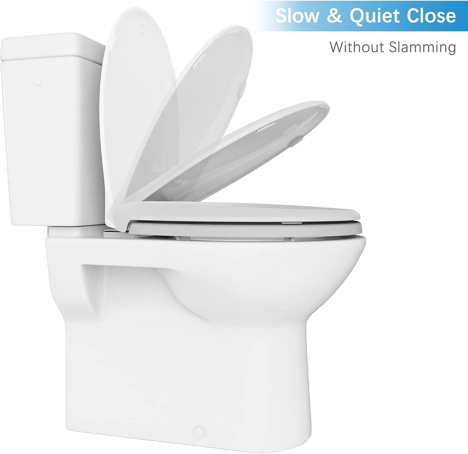 Toilet Seat - Round Toilet Seat with Slow Soft Close - Durable and Never Loosens - Easy to Clean and Install - White Toilet Seat for Round Toilets