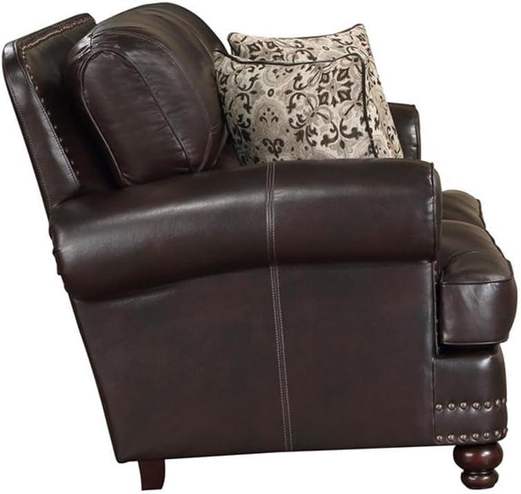 Lexicon Milford Faux Leather 2-Piece Upholstered Sofa Set in Brown