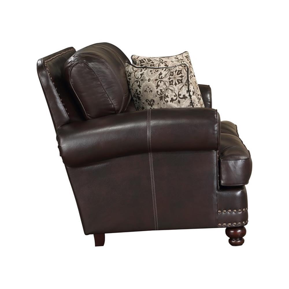 Lexicon Milford Faux Leather 2-Piece Upholstered Sofa Set in Brown