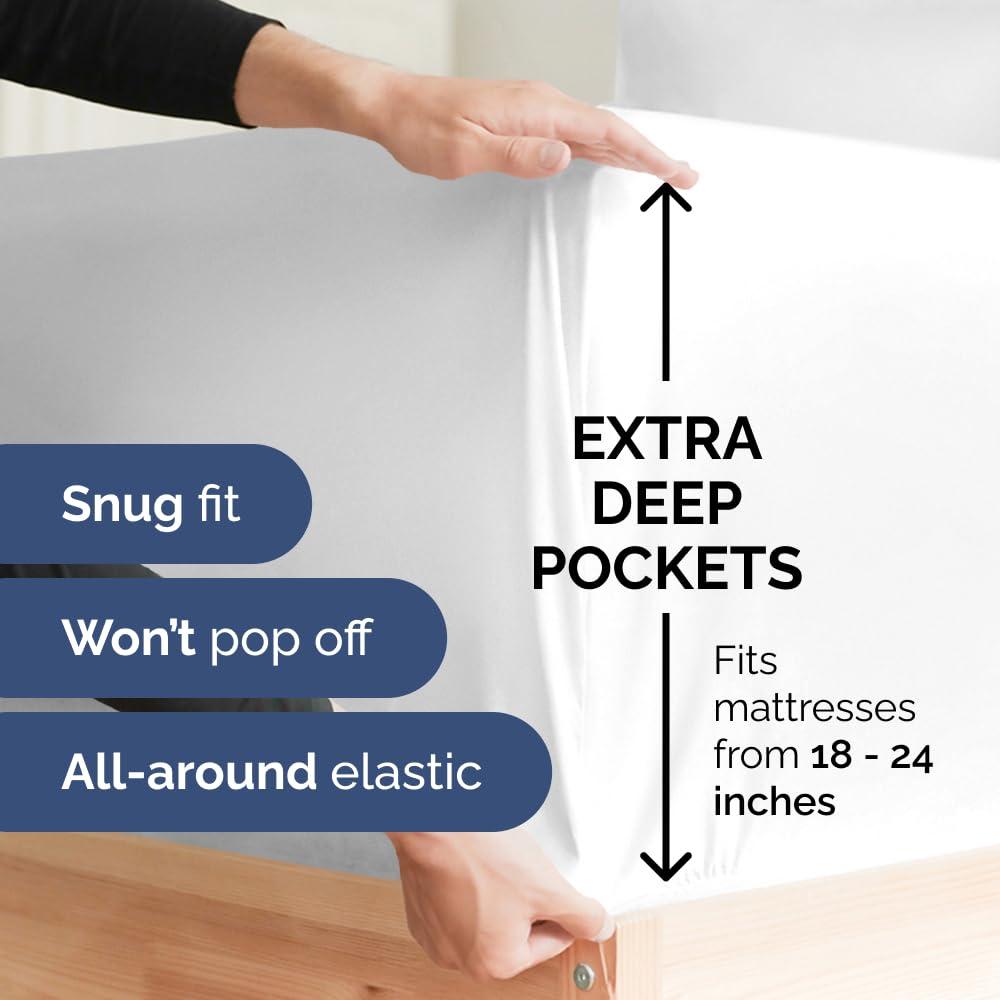CGK Linens 6 Piece Extra Deep Pocket Ultra Soft & Cooling Sheet Set