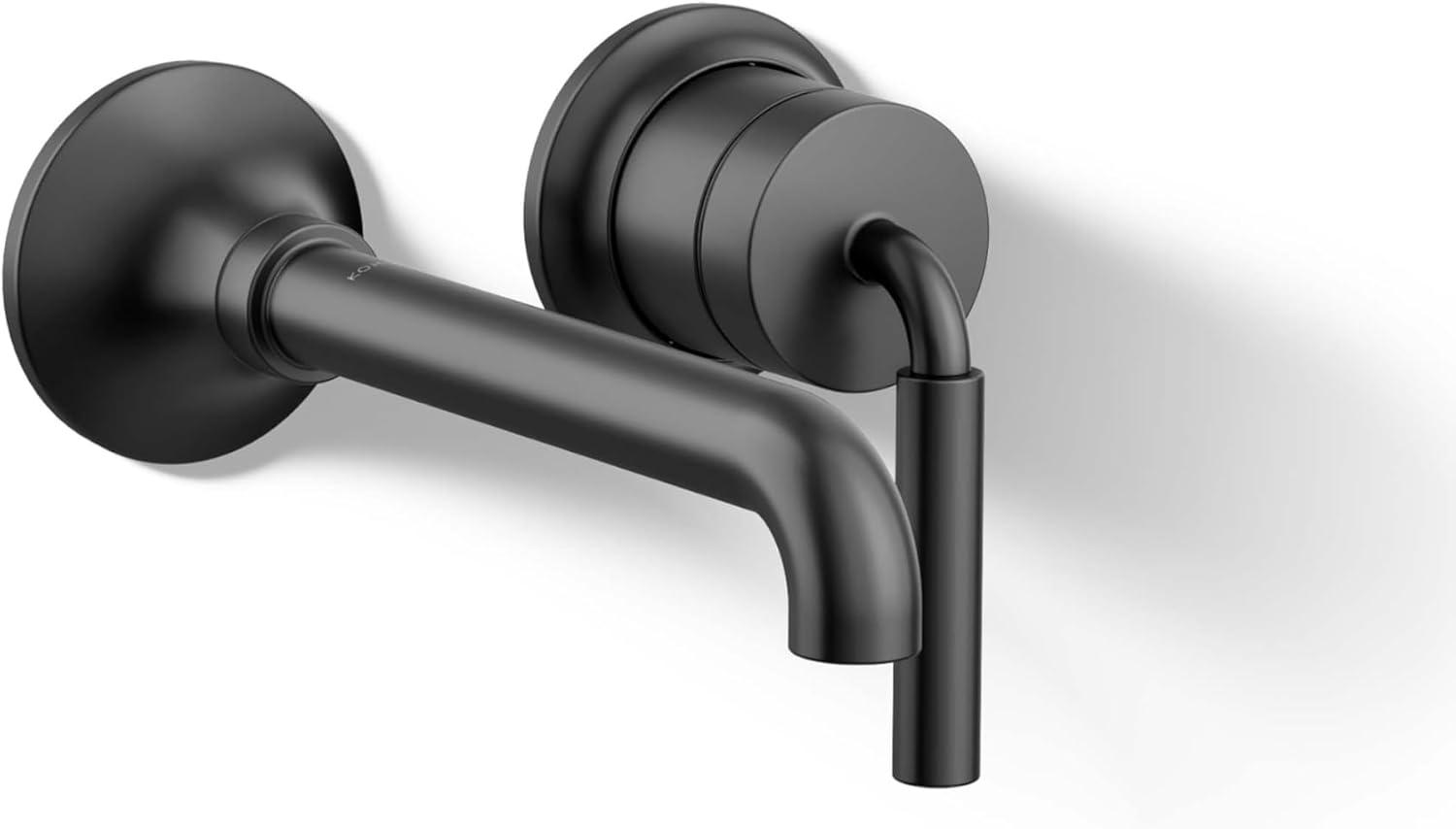 Tone Matte Black Midcentury Modern Wall-Mount Bathroom Faucet