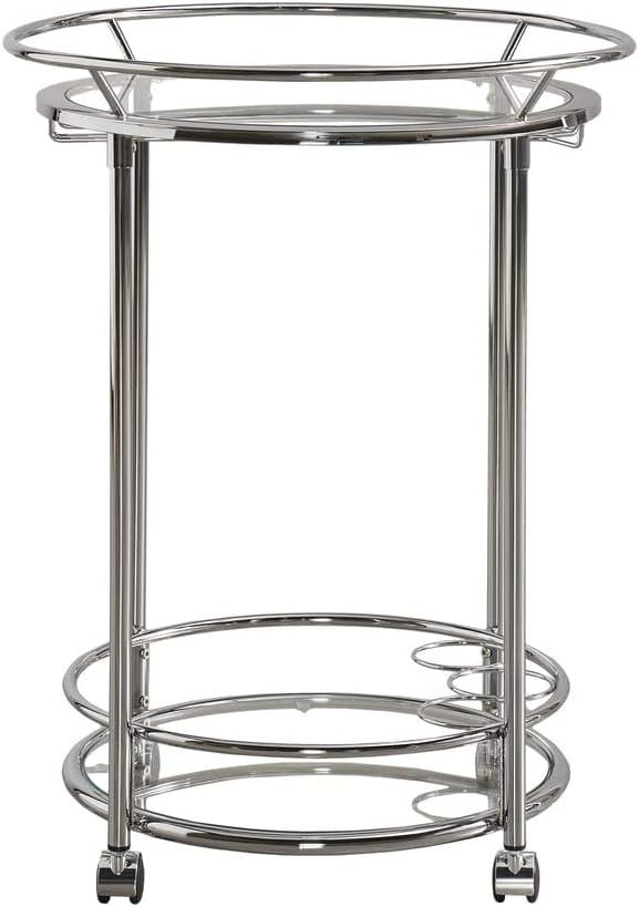 Chelsea Lane Tempered Clear Glass Metal Bar Cart