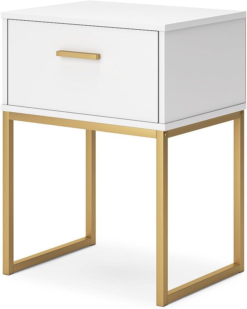 Signature Design by Ashley Socalle 1 Drawer Nightstand, White/Gold