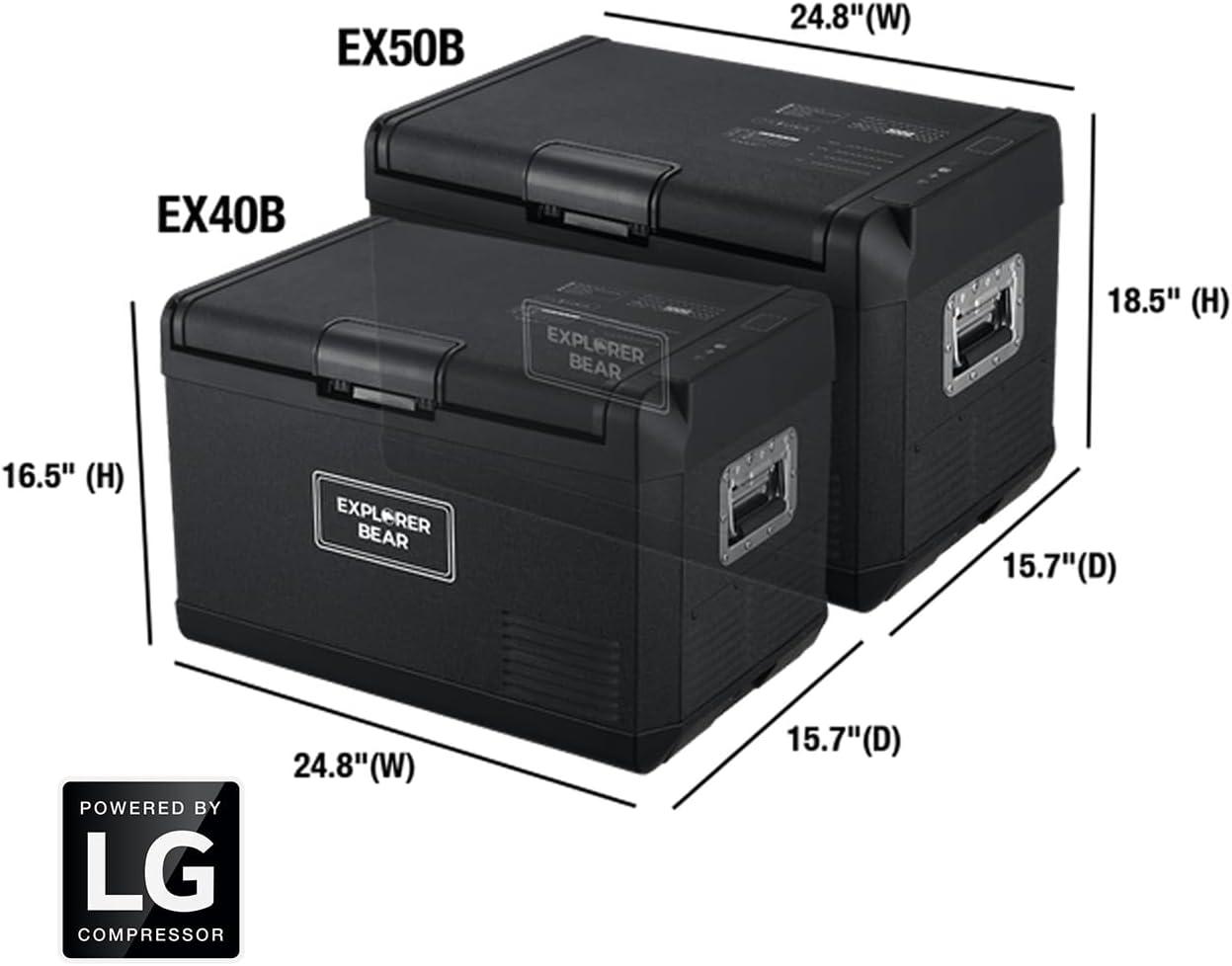 Explorer Bear 12 Volt Refrigerator 12V Car Fridge 50L/52.8Qt 12/24V DC 110-240V AC Portable Freezer LG Compressor Cooler 0℉-50℉ 3-Year Warranty for Truck Van RV SUV Boat Travel Road Trips Camping