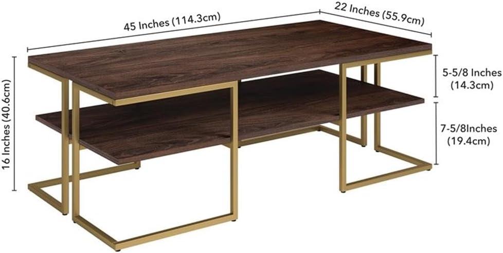 Henn&Hart 45" Gold Coffee Table