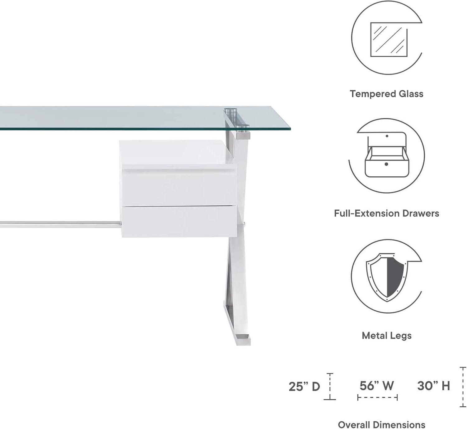 Modway Sector 56" Glass Top Glass Office Desk