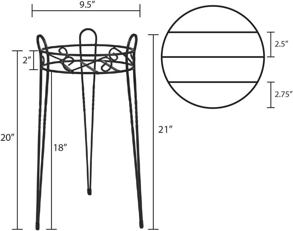 Elegant Canterbury Scroll 21" Black Steel Oval Plant Stand