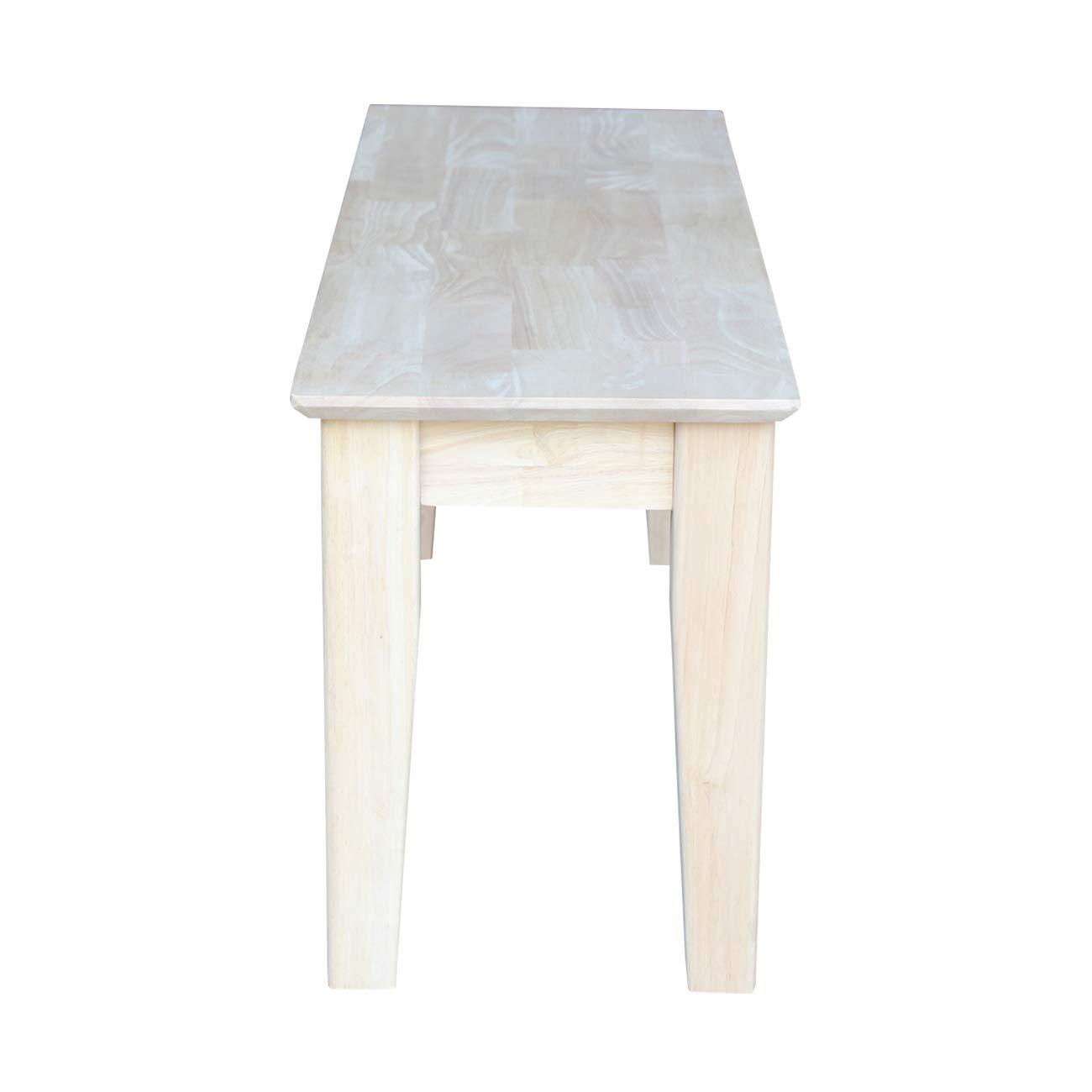 Farmhouse Bench - Unfinished - International Concepts: Hardwood Rectangular Seat for Dining & Bedroom, Seats 2