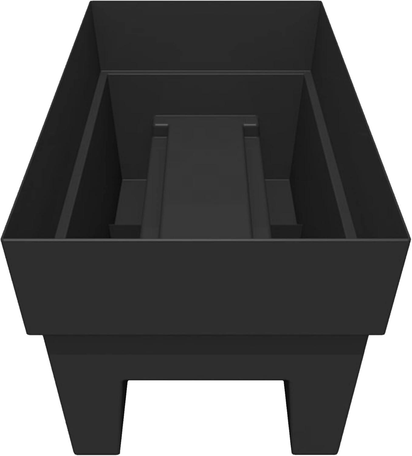 Bloem Finley Deck Rail Rectangle Planter: 24" - Black - Matte Finish, Fits Rail Sizes 3"-6", 100% Recycled Plastic Box, For Indoor and Outdoor Use, Gardening, 7.5 Gallon Capacity