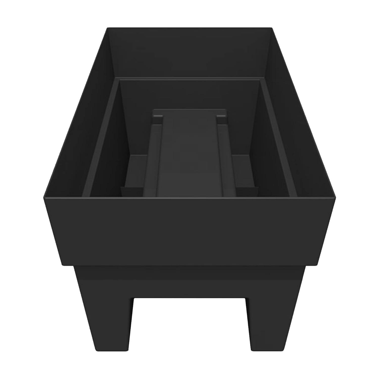 Bloem Finley Deck Rail Rectangle Planter: 24" - Black - Matte Finish, Fits Rail Sizes 3"-6", 100% Recycled Plastic Box, For Indoor and Outdoor Use, Gardening, 7.5 Gallon Capacity